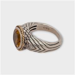 Andrea Candela 18K & Sterling Silver Citrine Stone Ring - Size 7